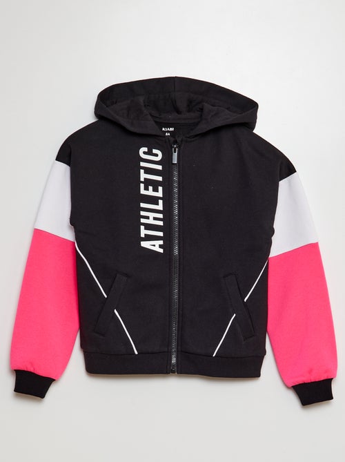 Felpa con zip con cappuccio in tessuto felpato stile sportivo - Kiabi