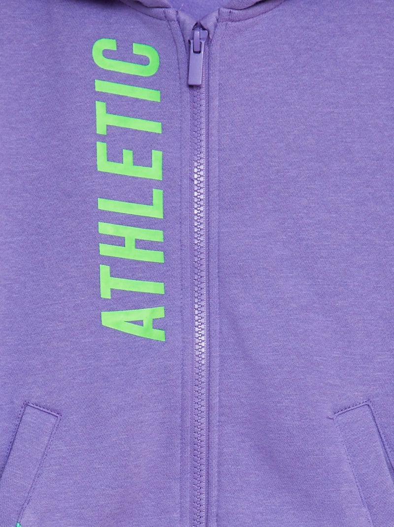 Felpa con zip con cappuccio in tessuto felpato stile sportivo VIOLA - Kiabi