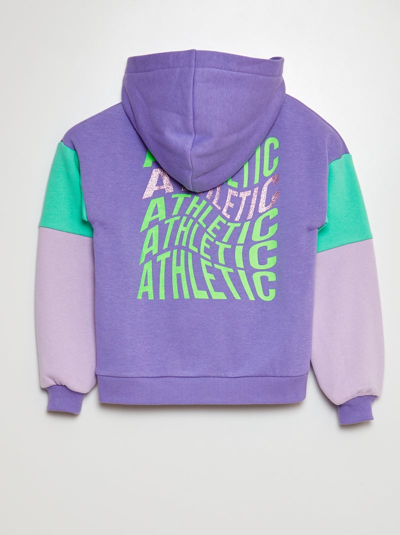Felpa con zip con cappuccio in tessuto felpato stile sportivo VIOLA - Kiabi