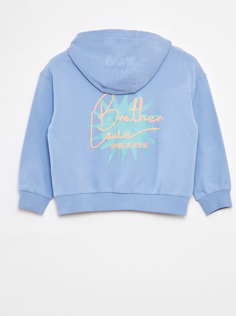 Felpa con zip con cappuccio modello loose fit BLU - Kiabi