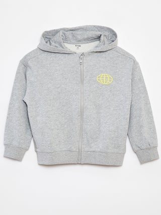 Felpa con zip con cappuccio modello loose fit