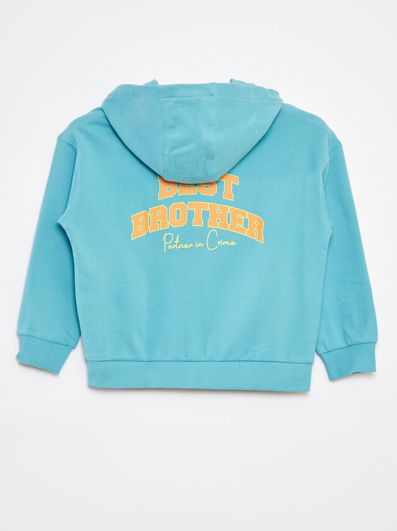 Felpa con zip con cappuccio modello loose fit VERDE - Kiabi