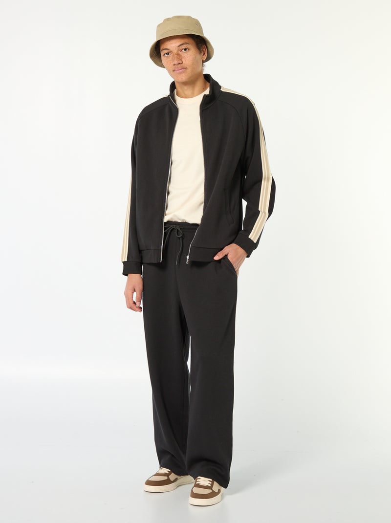 Felpa con zip e banda laterale Nero - Kiabi