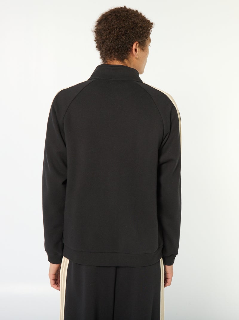 Felpa con zip e banda laterale Nero - Kiabi