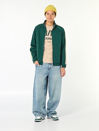 Felpa con zip e banda laterale