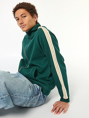 Felpa con zip e banda laterale