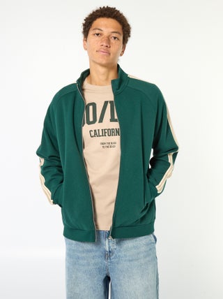 Felpa con zip e banda laterale