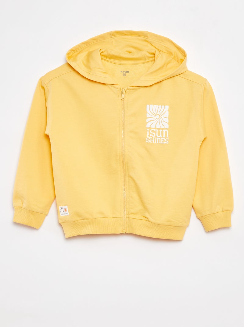 Felpa con zip e cappuccio - Graphik Edition GIALLO - Kiabi