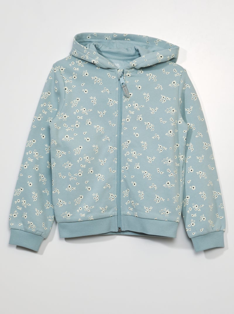 Felpa con zip e cappuccio Azzurro/Floreale - Kiabi