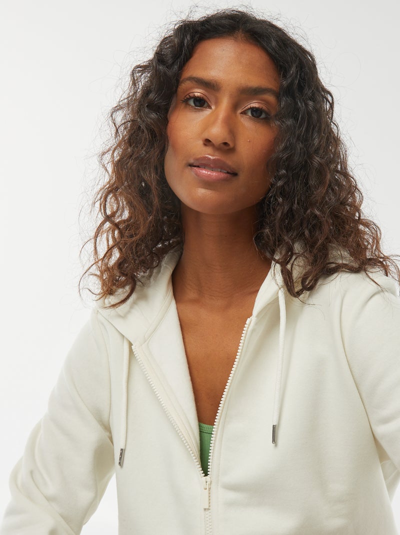 Felpa con zip e cappuccio basic Bianco - Kiabi