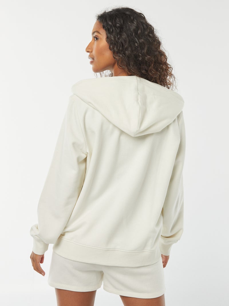 Felpa con zip e cappuccio basic Bianco - Kiabi