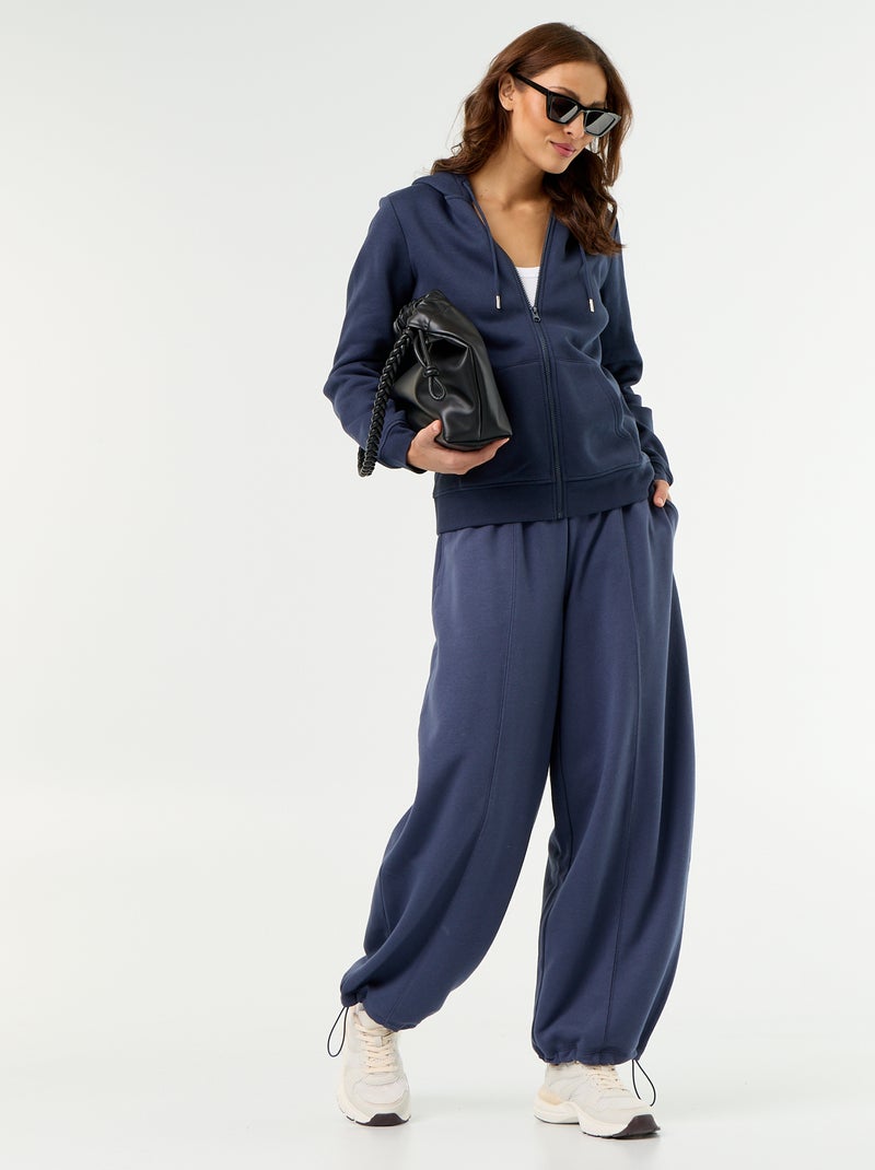 Felpa con zip e cappuccio basic Blu - Kiabi