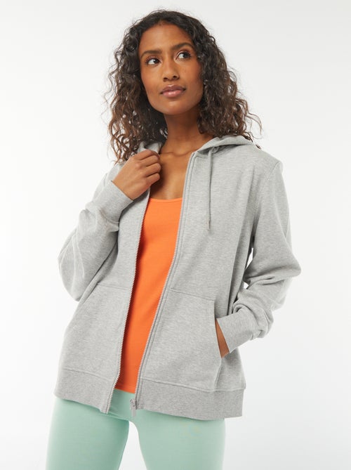 Felpa con zip e cappuccio basic - Kiabi