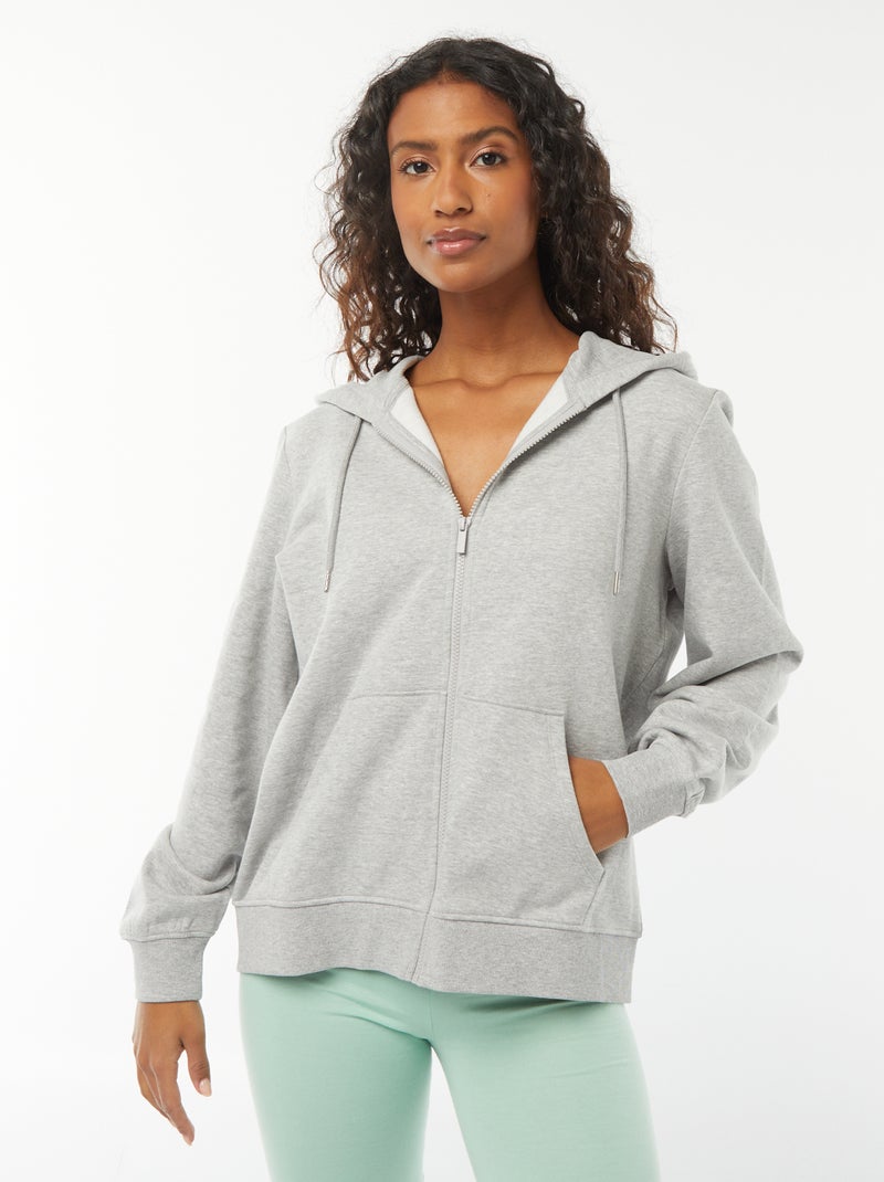 Felpa con zip e cappuccio basic Grigio - Kiabi