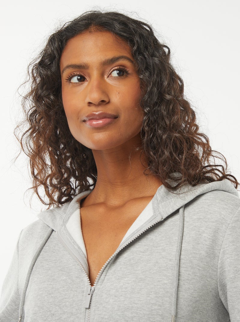 Felpa con zip e cappuccio basic Grigio - Kiabi