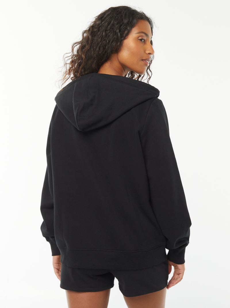 Felpa con zip e cappuccio basic nero - Kiabi