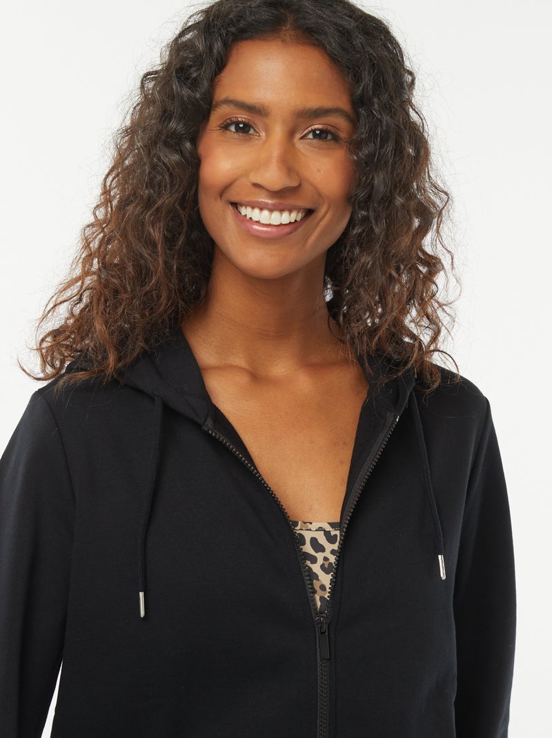 Felpa con zip e cappuccio basic nero - Kiabi