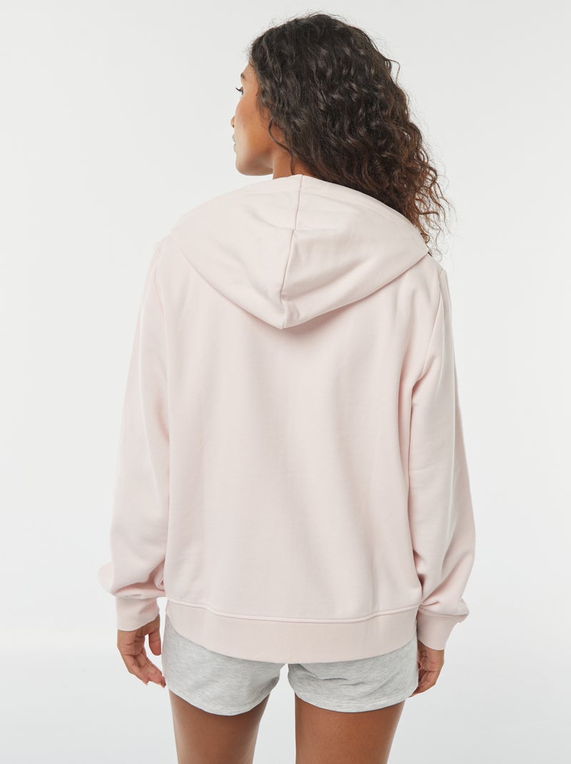 Felpa con zip e cappuccio basic Rosa - Kiabi