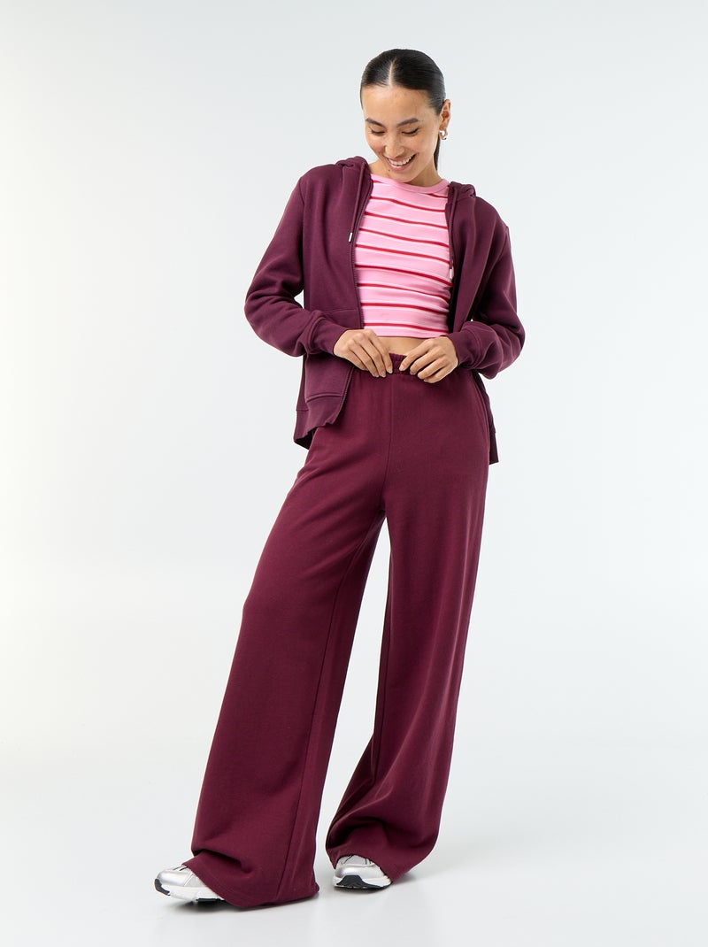 Felpa con zip e cappuccio basic Rosa - Kiabi