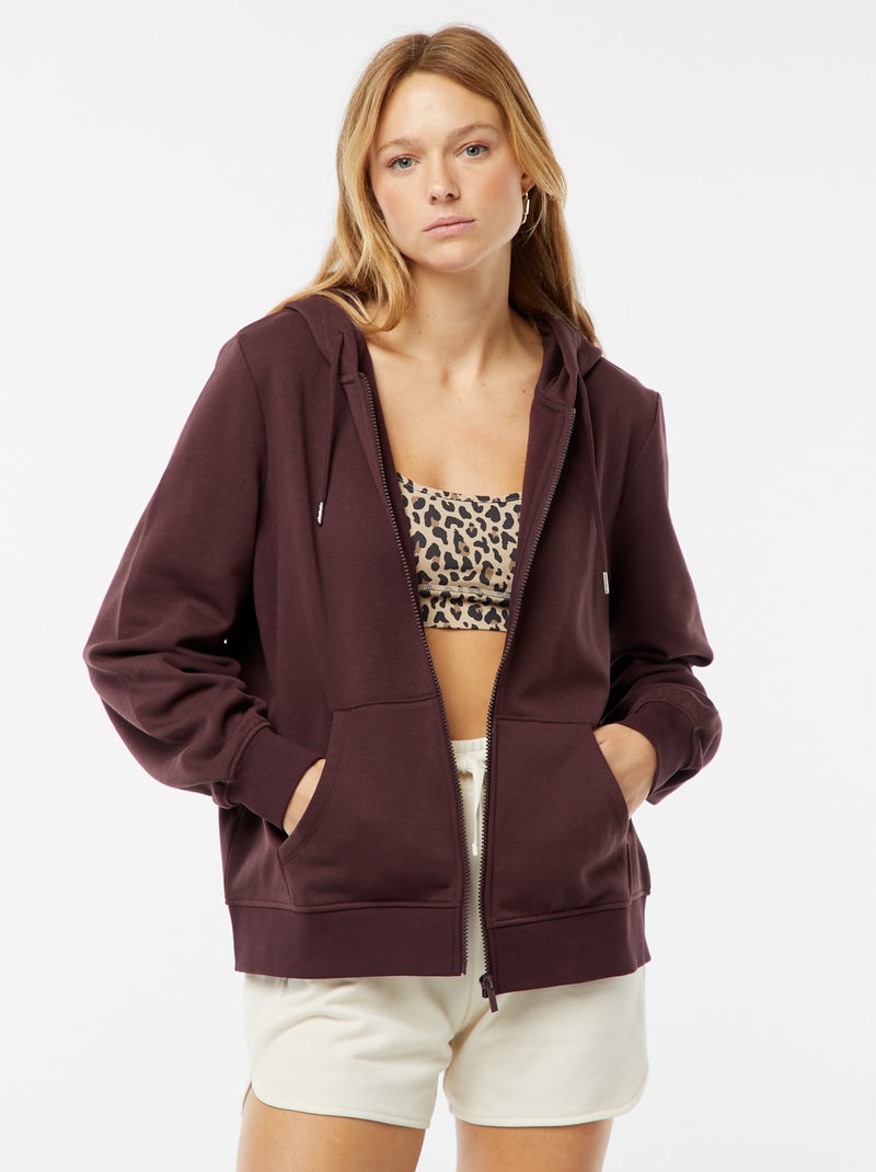 Felpa con zip e cappuccio basic Viola - Kiabi