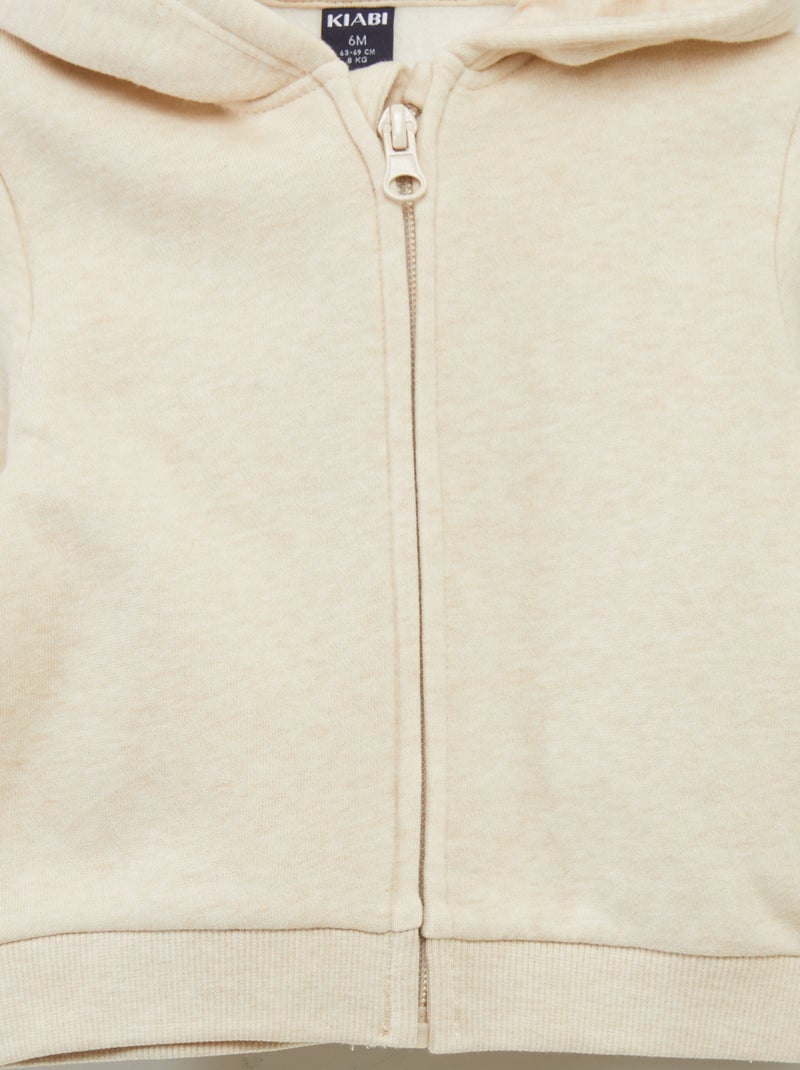 Felpa con zip e cappuccio BEIGE - Kiabi