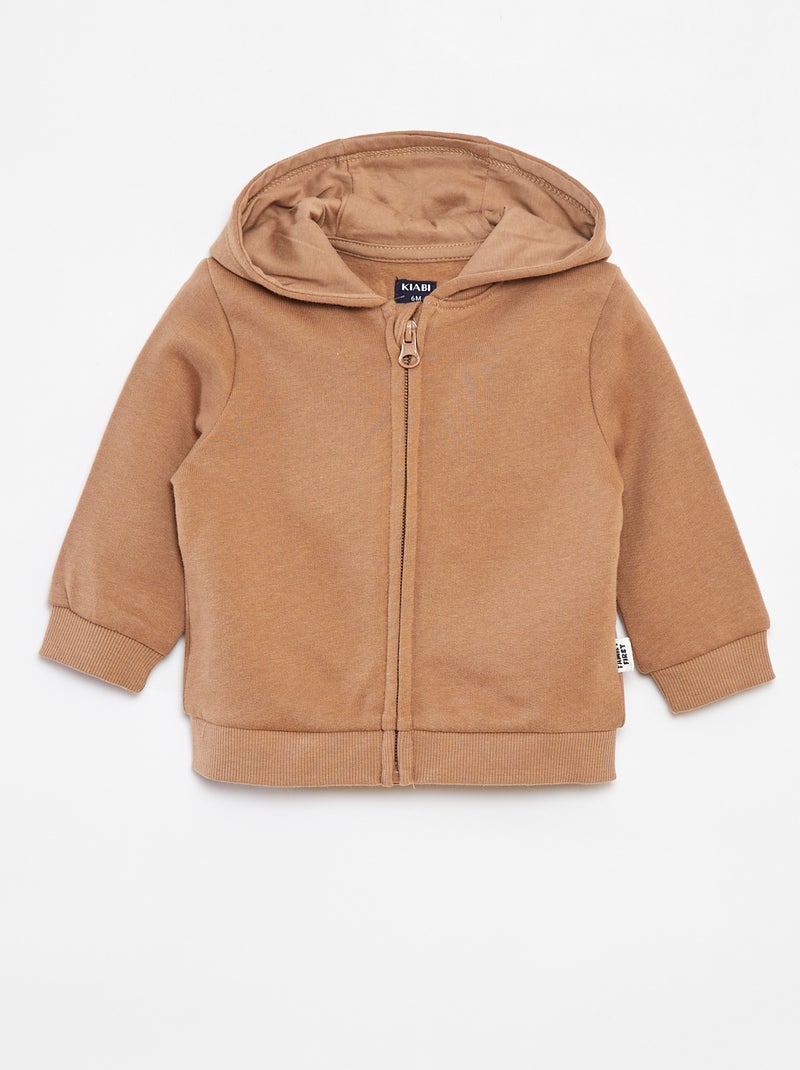 Felpa con zip e cappuccio Beige - Kiabi