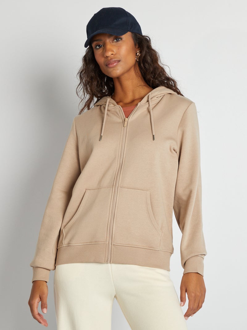 Felpa con zip e cappuccio beige - Kiabi