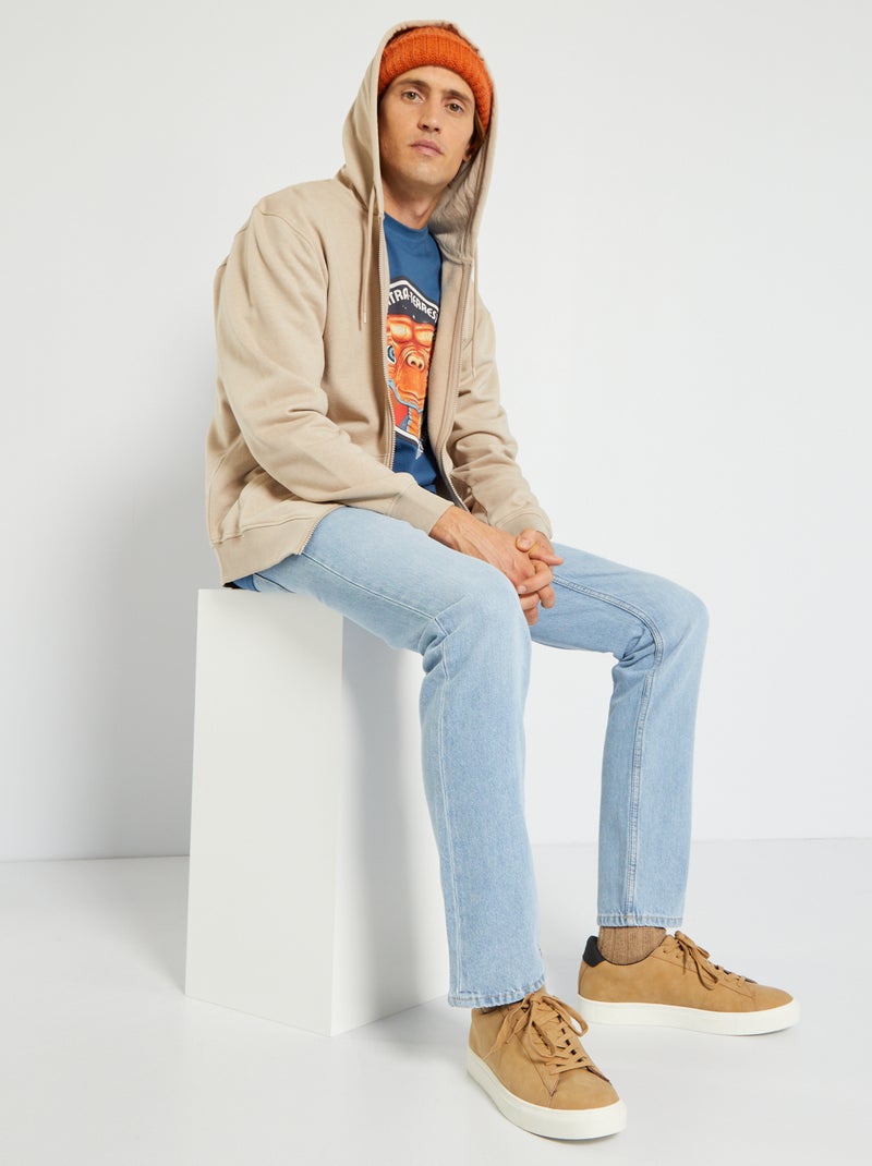 Felpa con zip e cappuccio beige - Kiabi