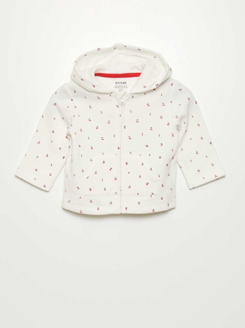 Felpa con zip e cappuccio BIANCO - Kiabi