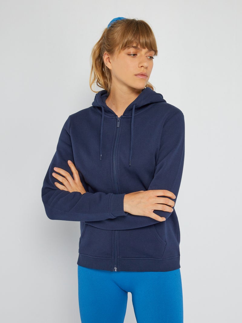 Felpa con zip e cappuccio Blu marine - Kiabi