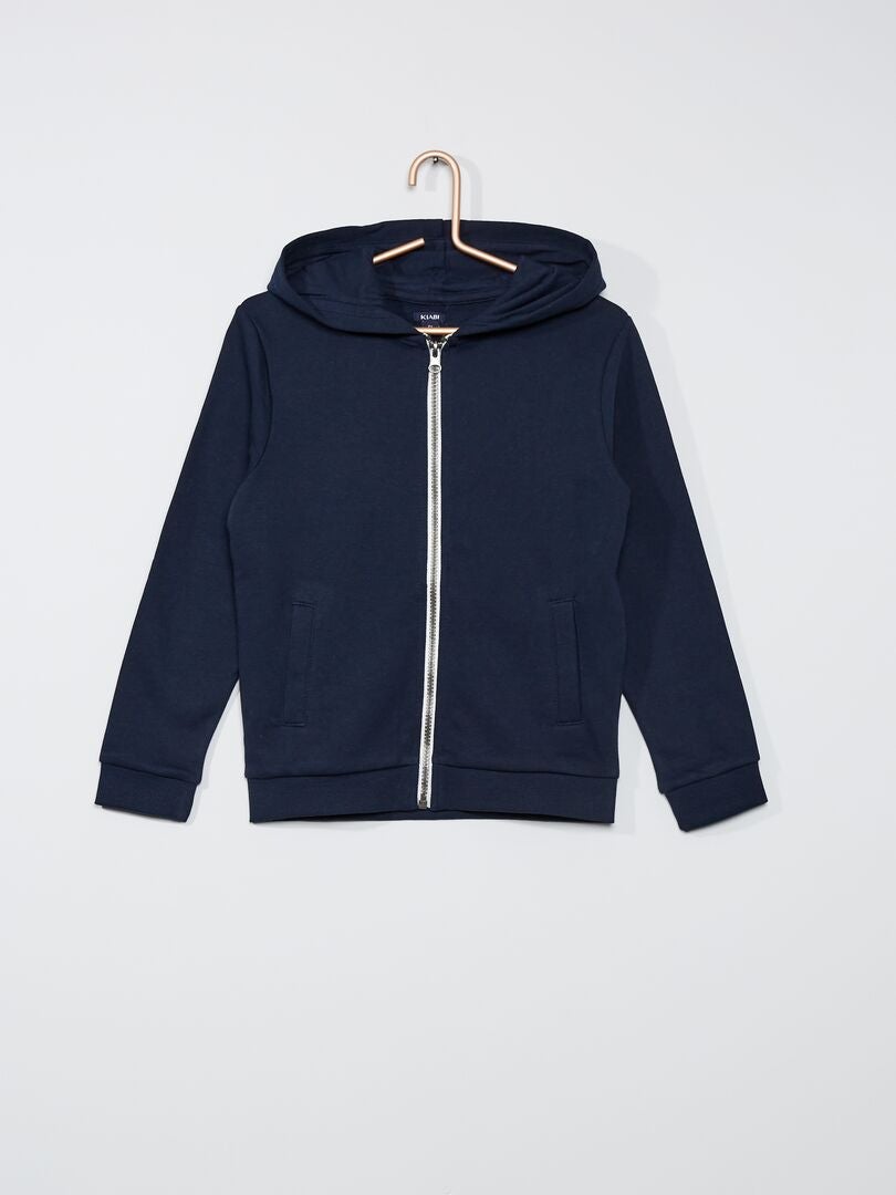 Felpa con zip e cappuccio Blu Navy - Kiabi