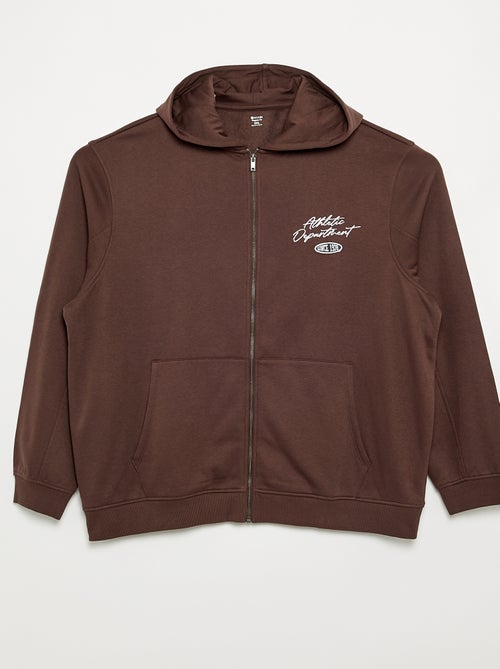 Felpa con zip e cappuccio con scritte ricamate - Kiabi