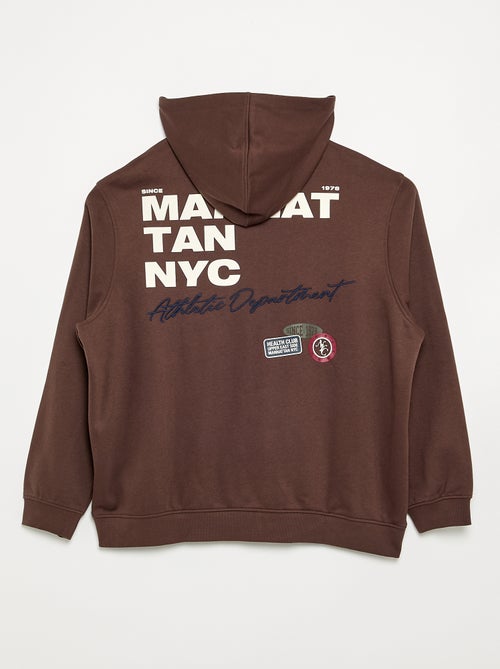 Felpa con zip e cappuccio con scritte ricamate - Kiabi