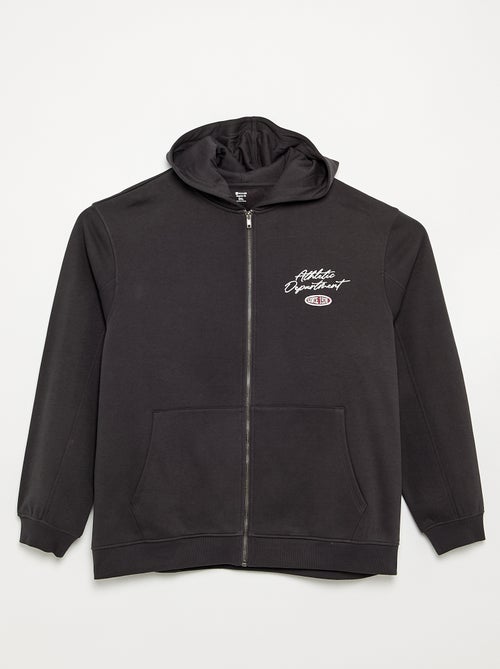Felpa con zip e cappuccio con scritte ricamate - Kiabi