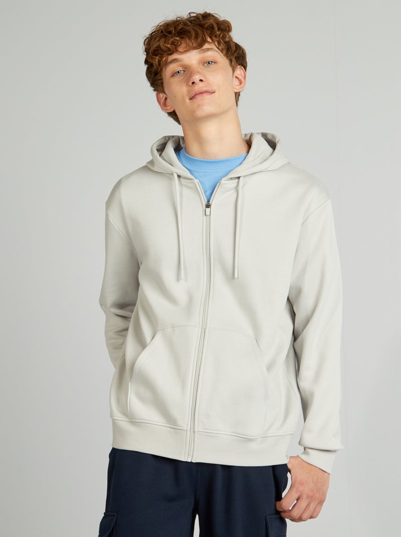 Felpa con zip e cappuccio GRIGIO - Kiabi
