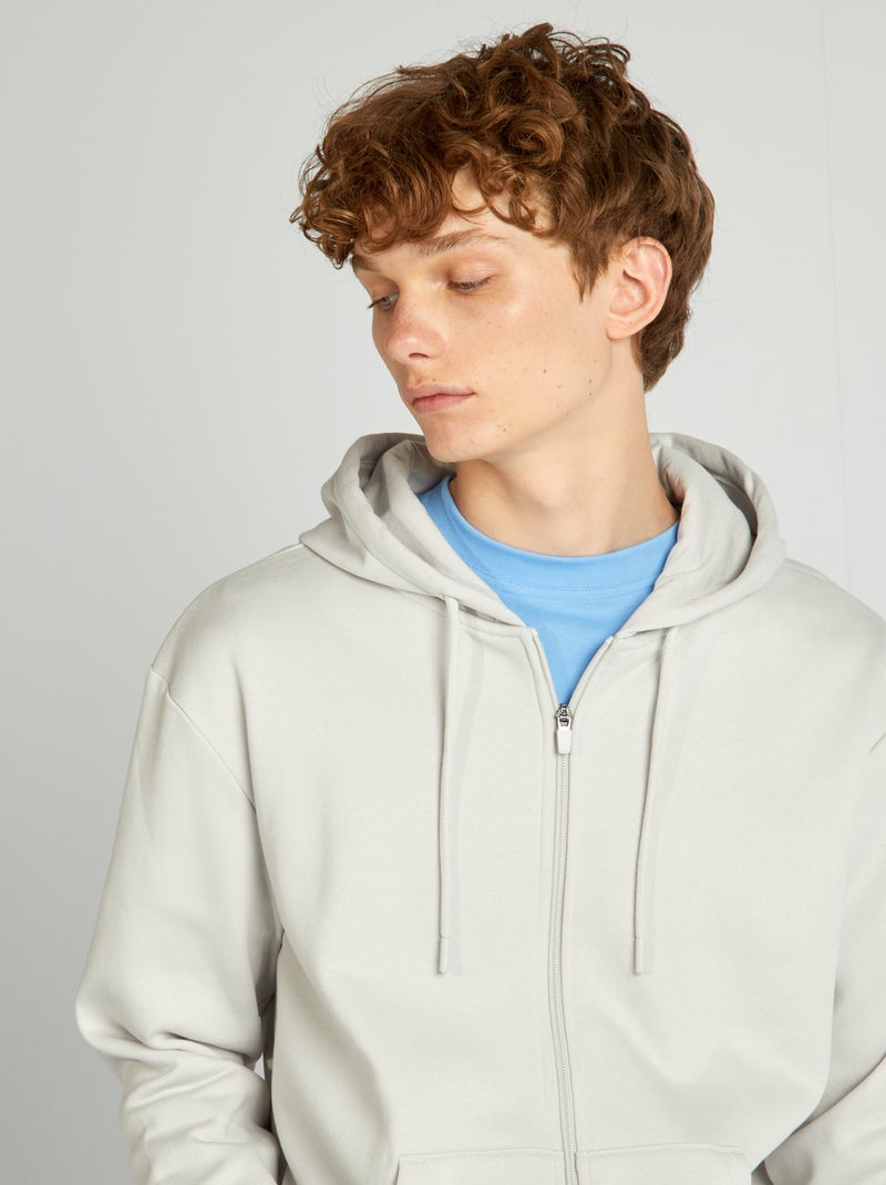 Felpa con zip e cappuccio GRIGIO - Kiabi