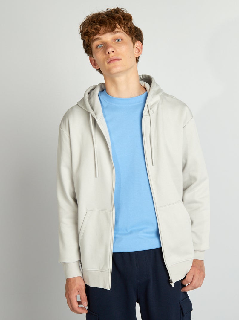 Felpa con zip e cappuccio GRIGIO - Kiabi