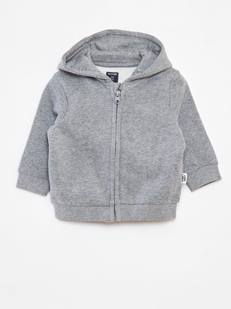 Felpa con zip e cappuccio Grigio - Kiabi