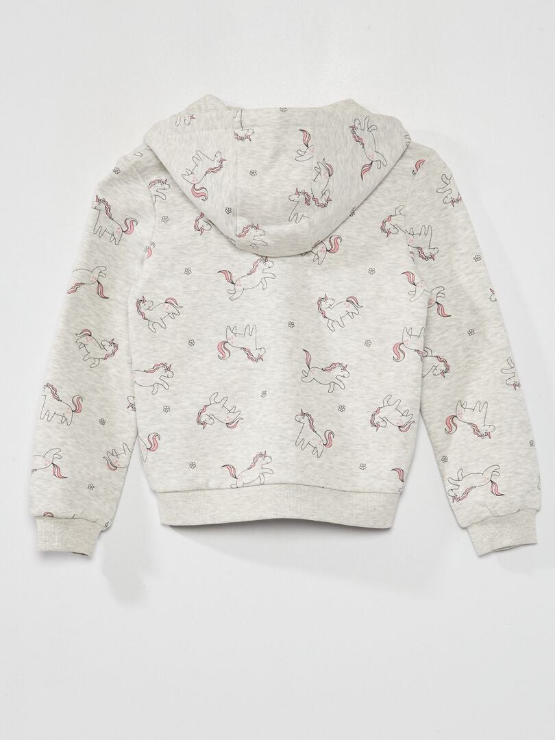 Felpa Con Zip E Cappuccio Grigio Chiaro Unicorni Kiabi 12 00