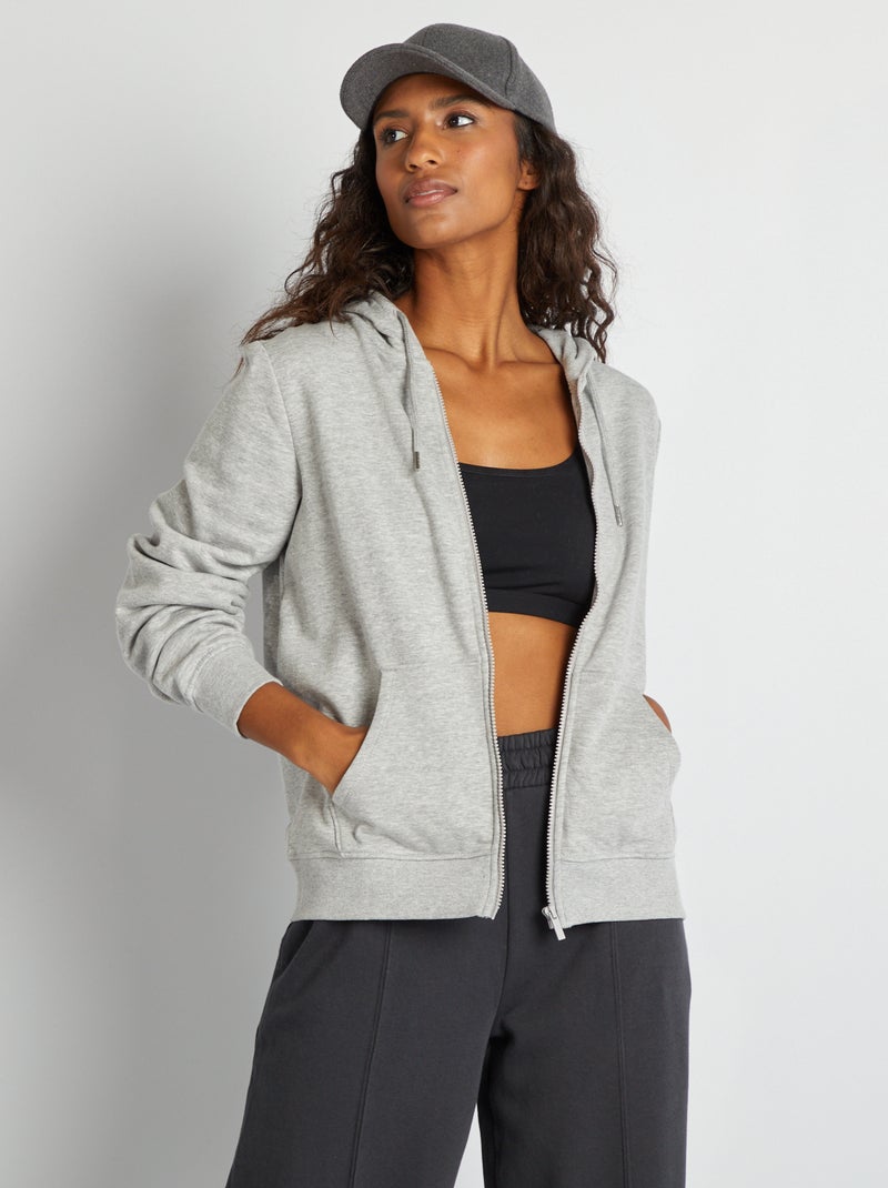 Felpa con zip e cappuccio GRIGIO - Kiabi