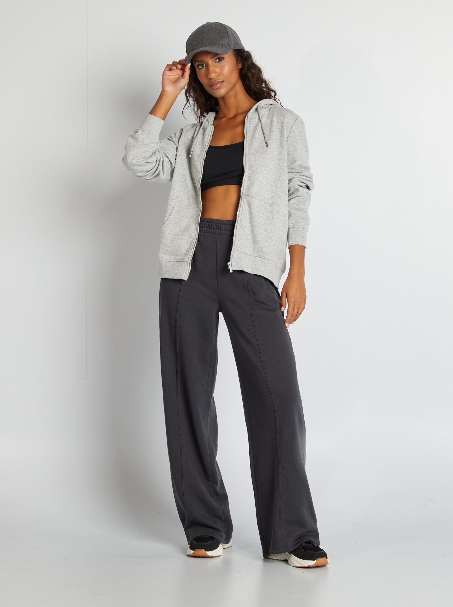Felpa Con Cappuccio Donna WSLCN – Grigia, Con Zip, Maniche Lunghe, Taglie Dalla S Alla XXL (Taglia 42)