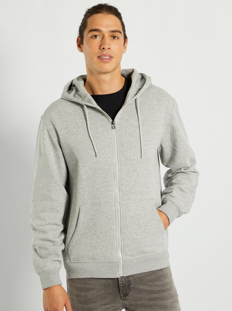 Felpa con zip e cappuccio GRIGIO - Kiabi