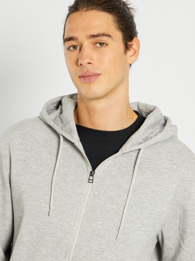 Felpa Con Zip E Cappuccio Grigio 15 00 Kiabi