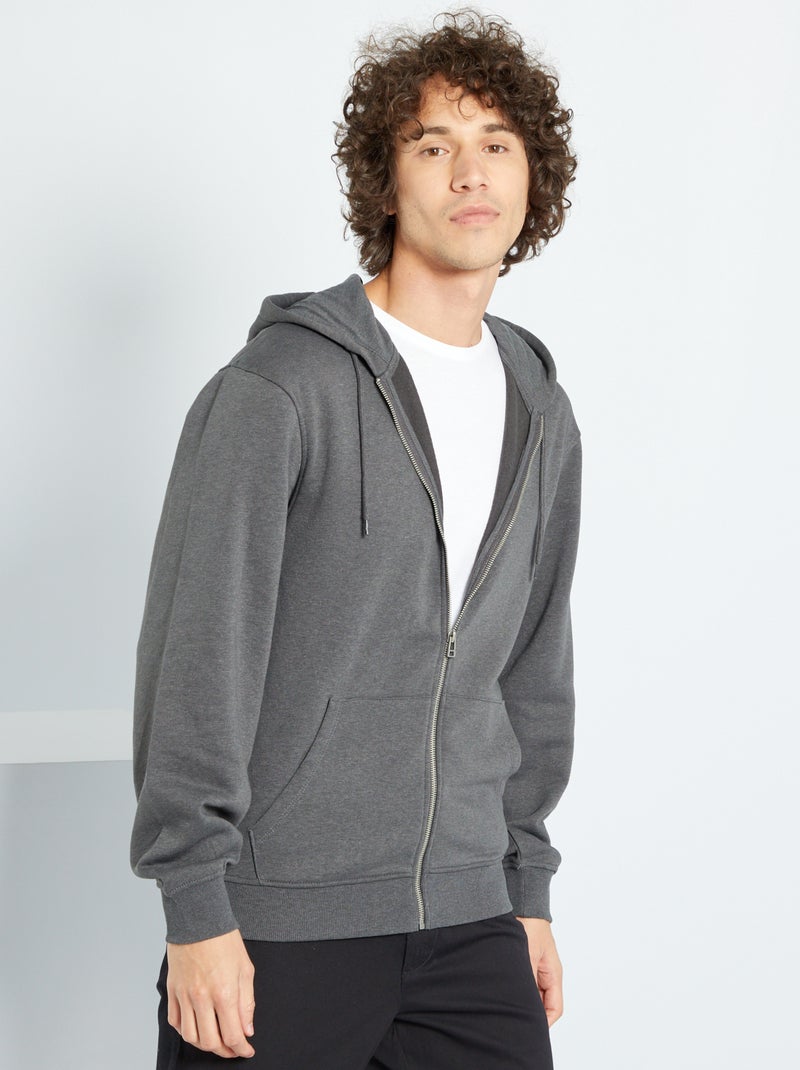 Felpa con zip e cappuccio GRIGIO - Kiabi