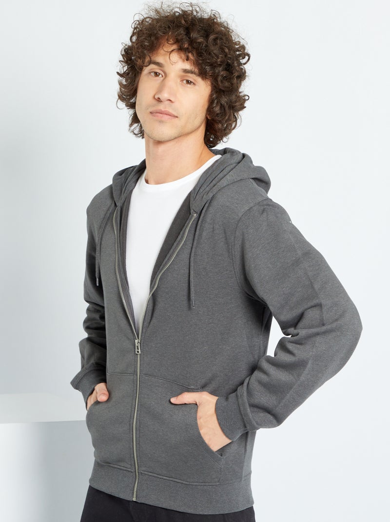 Felpa con zip e cappuccio GRIGIO - Kiabi