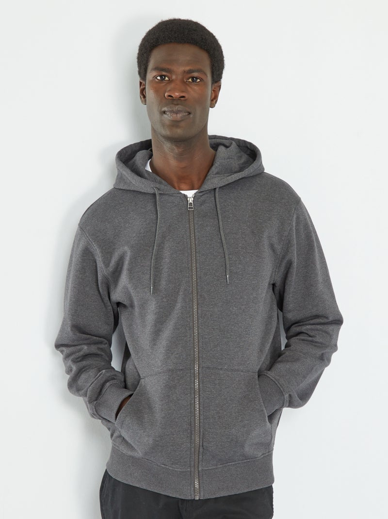 Felpa con zip e cappuccio GRIGIO - Kiabi
