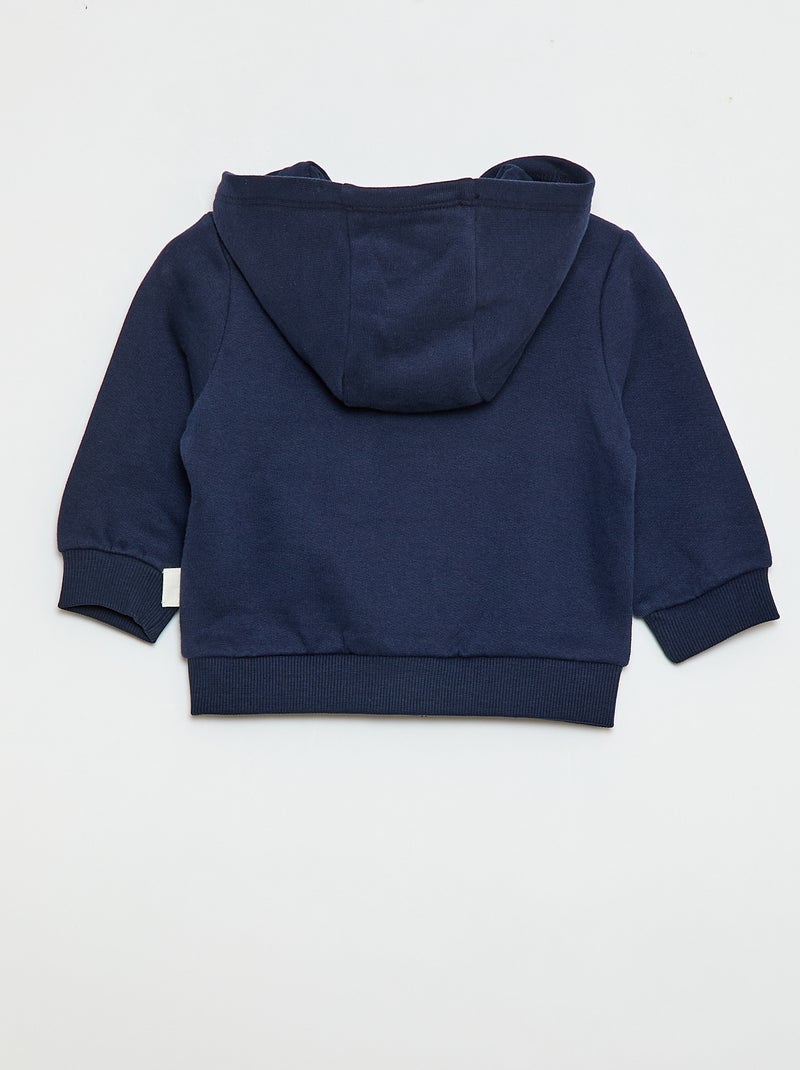Felpa con zip e cappuccio in felpa garzata Blu scuro - Kiabi