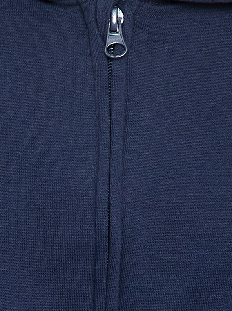Felpa con zip e cappuccio in felpa garzata Blu scuro - Kiabi