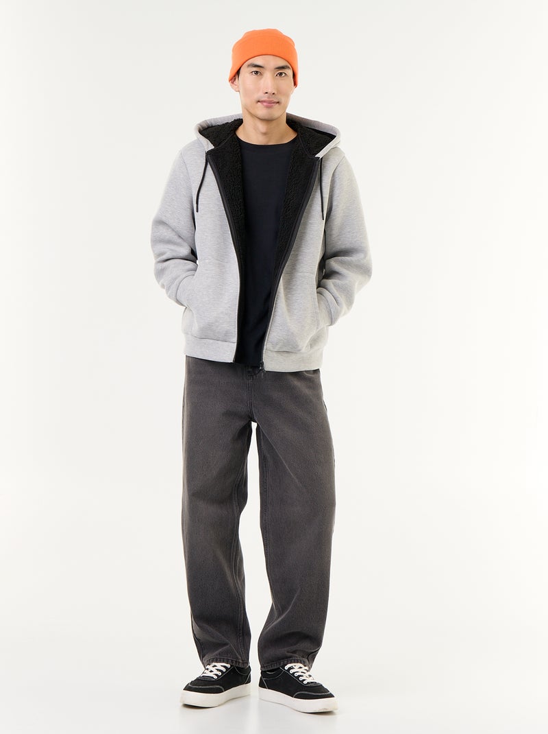Felpa con zip e cappuccio in neoprene Grigio - Kiabi