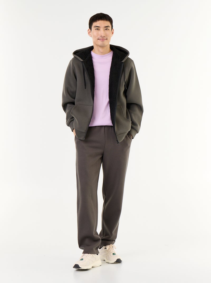 Felpa con zip e cappuccio in neoprene Kaki - Kiabi